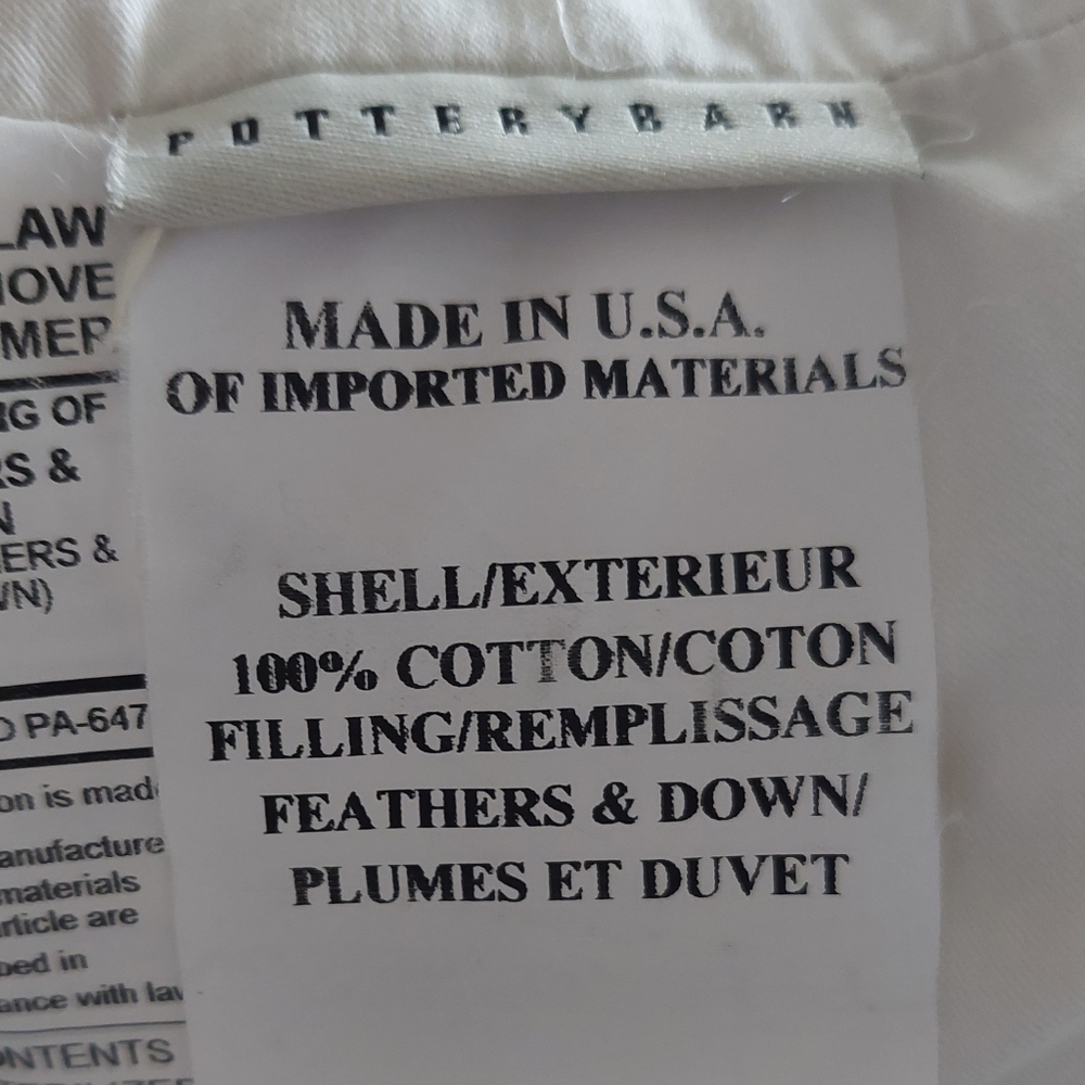 Pottery Barn Applique Bolster Pillow 14 x 36 Cotton Down Feather GUC - Picture 8 of 8